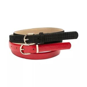 Belt Set Red and Black Plaid